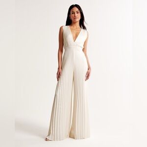 The A&F Giselle Pleated Jumpsuit medium white engagement bridal